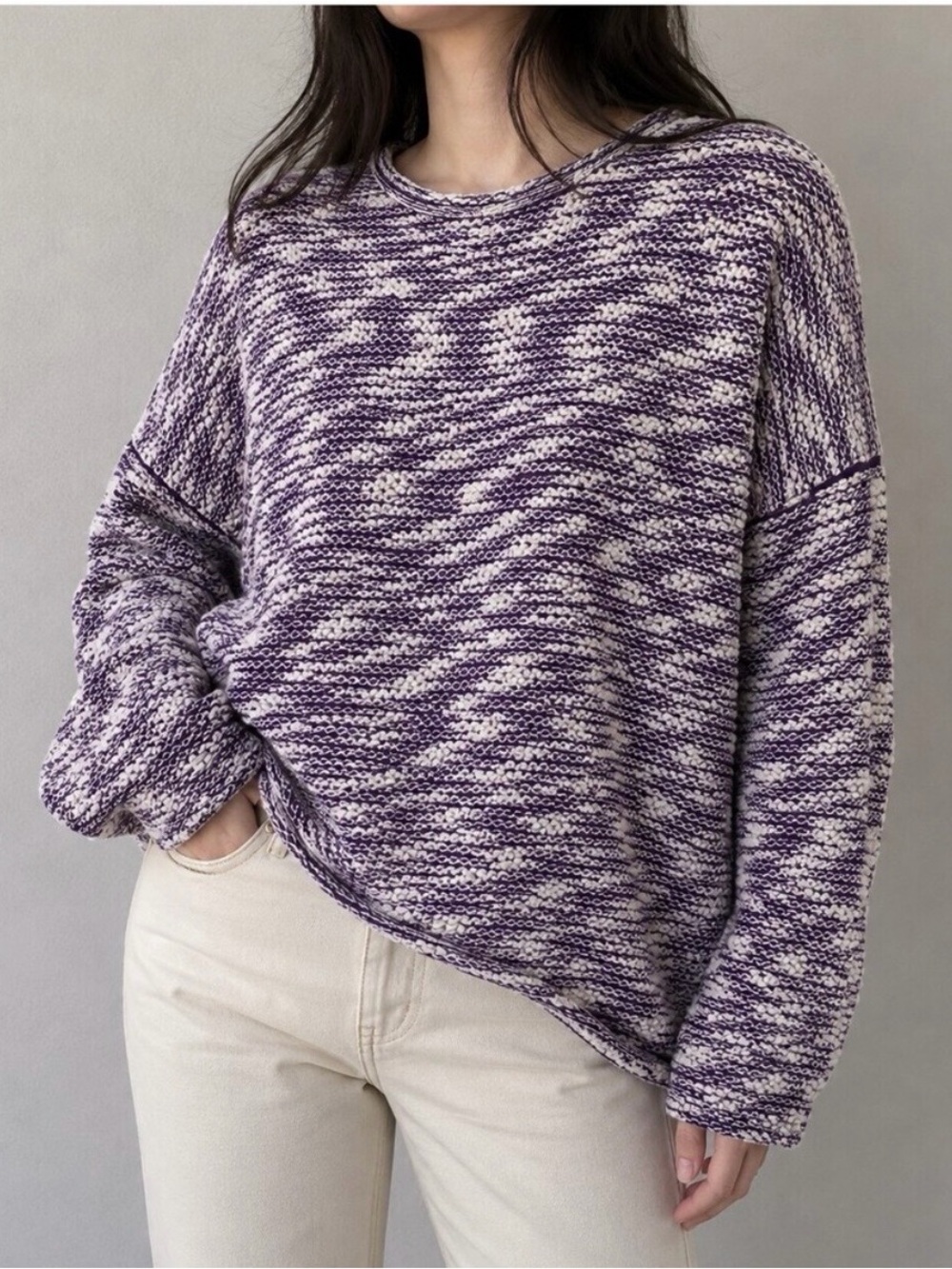 Fabletics Purple Striped Athletic Knit Sweater Womens Small
